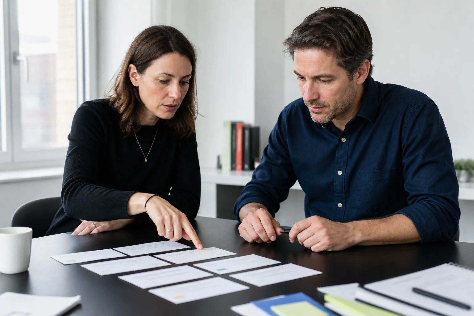 Deux collaborateurs préparent une correspondance entre anciennes et nouvelles URLs